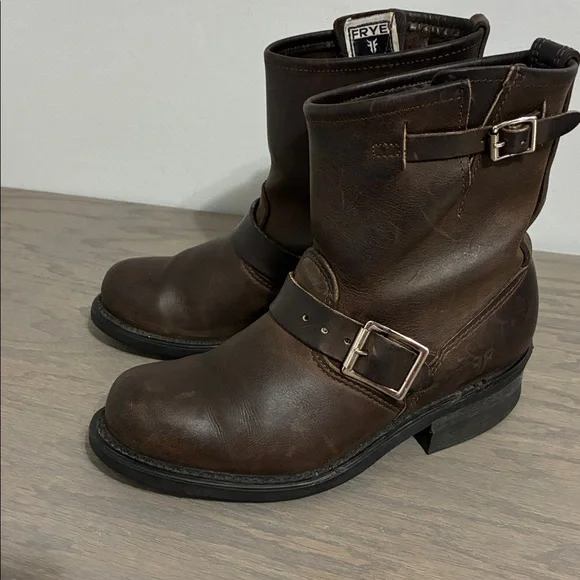 Frye Engineer 6R 77500 Womens Brown Leather Adjustable Strap Boots - Picture 6 of 10